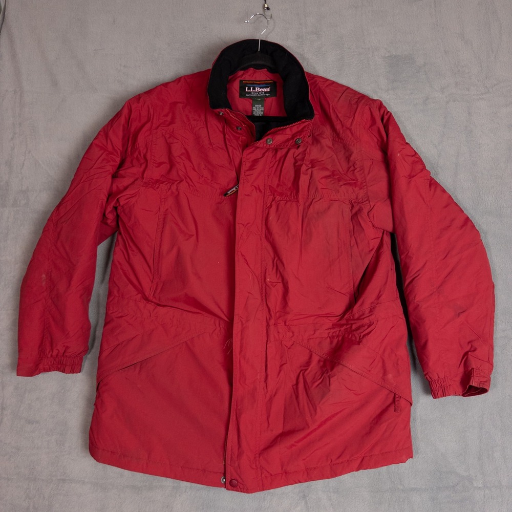 L.L. Bean Parka Mens Large Red Fair Insulated Nylon Jacket 0UK69